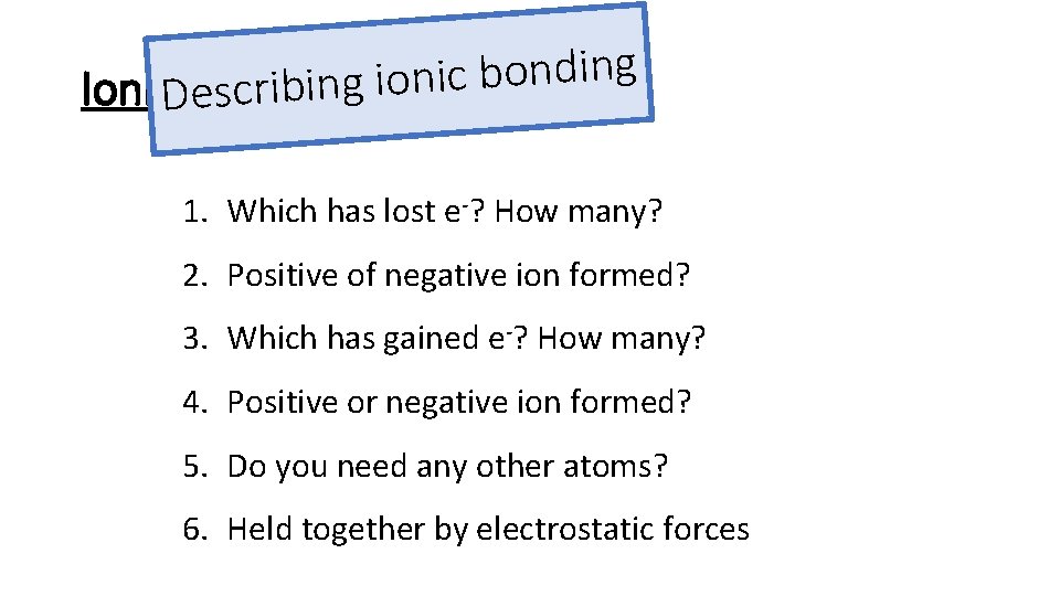 g n i d n o b c i Ionic. DBonding escribing ion 1.