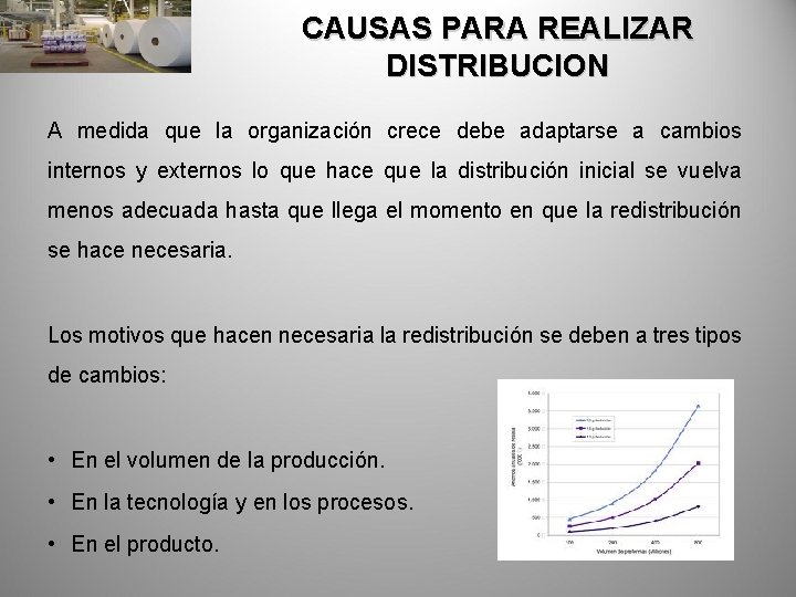 CAUSAS PARA REALIZAR DISTRIBUCION A medida que la organización crece debe adaptarse a cambios