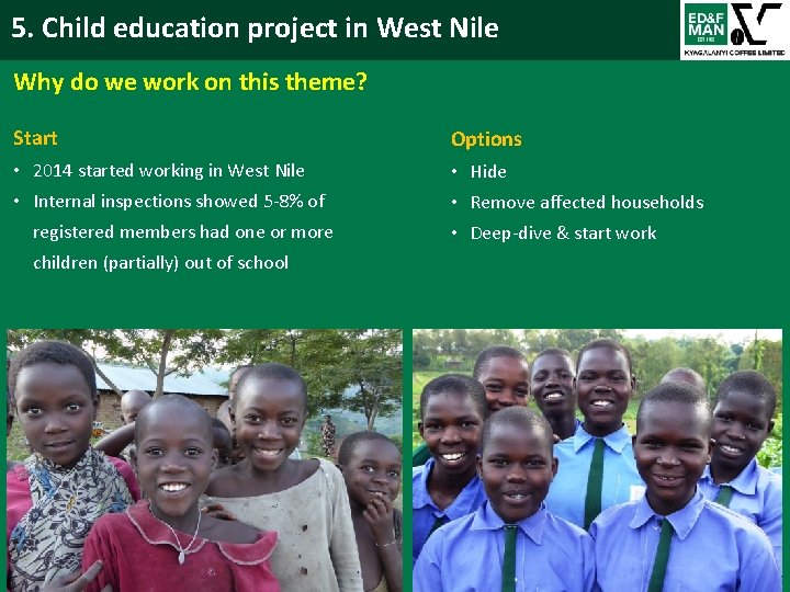 5. Child education project in West Nile Why do we work on this theme?