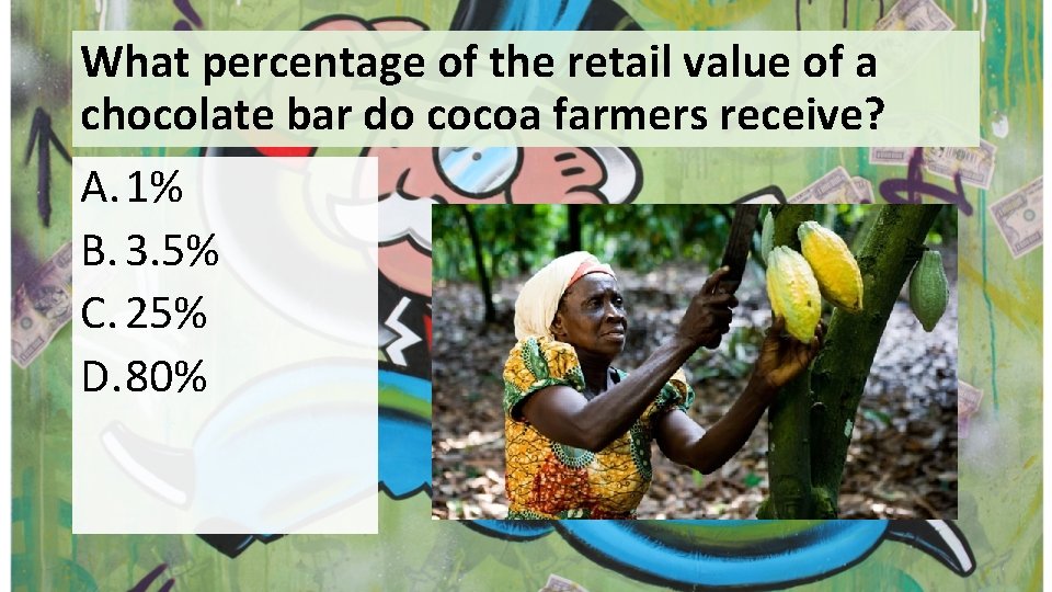 What percentage of the retail value of a chocolate bar do cocoa farmers receive?