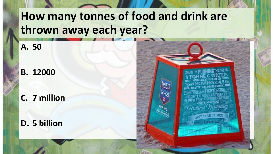 How many tonnes of food and drink are thrown away each year? A. 50