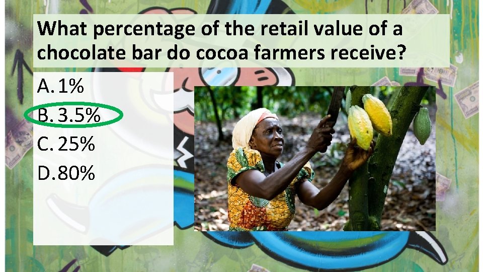 What percentage of the retail value of a chocolate bar do cocoa farmers receive?