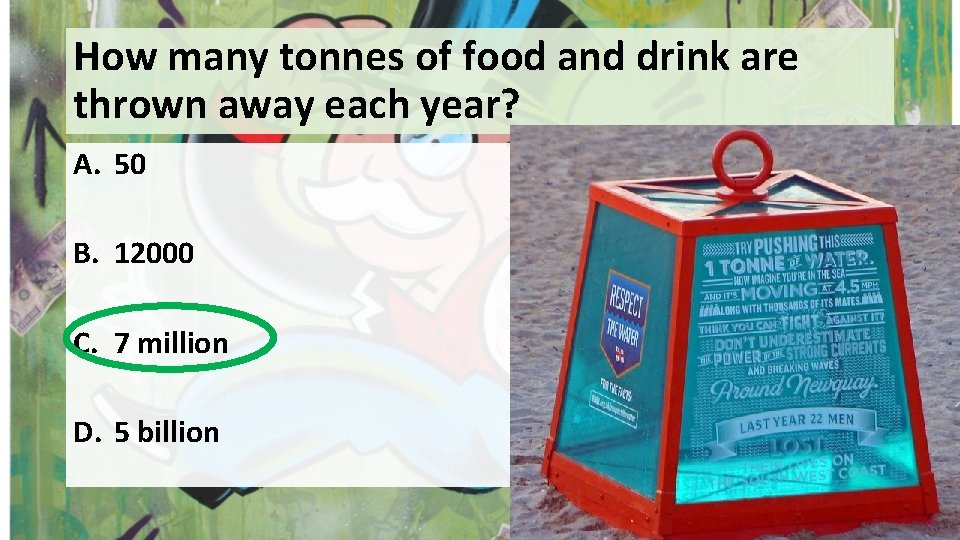 How many tonnes of food and drink are thrown away each year? A. 50