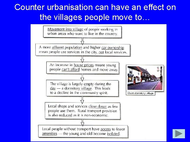 Counter urbanisation can have an effect on the villages people move to… 