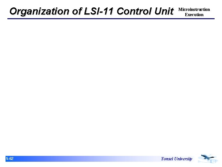 Organization of LSI-11 Control Unit 15 -62 Microinstruction Execution Yonsei University 