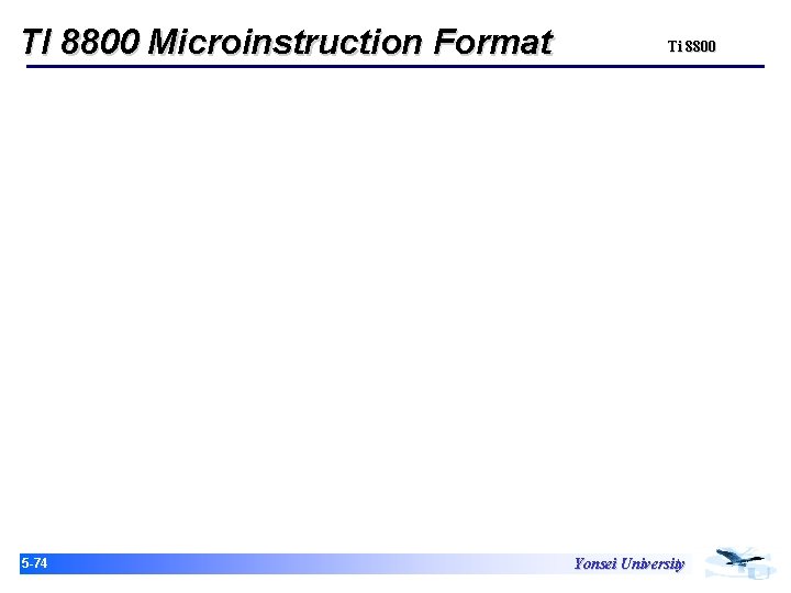 TI 8800 Microinstruction Format 15 -74 Ti 8800 Yonsei University 