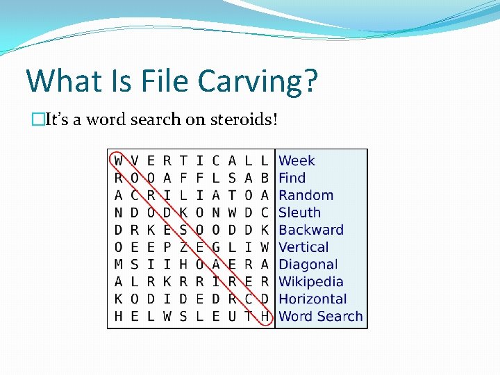 What Is File Carving? �It’s a word search on steroids! 
