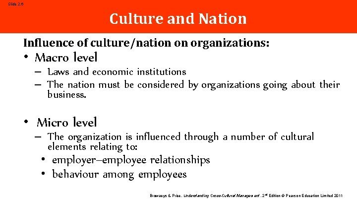 Slide 2. 6 Culture and Nation Influence of culture/nation on organizations: • Macro level