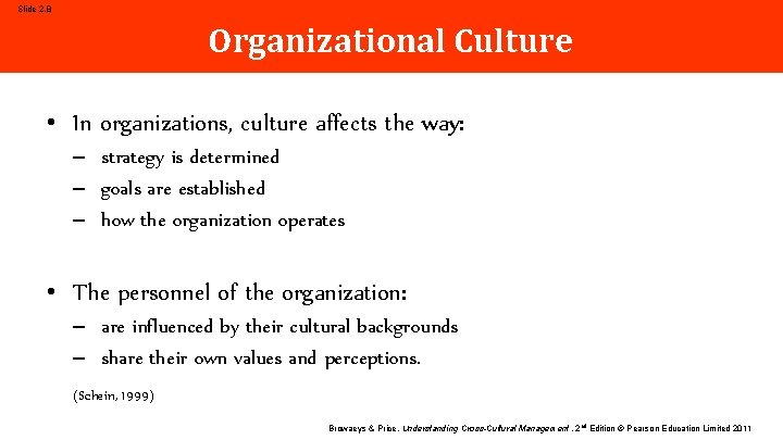 Slide 2. 8 Organizational Culture • In organizations, culture affects the way: – strategy