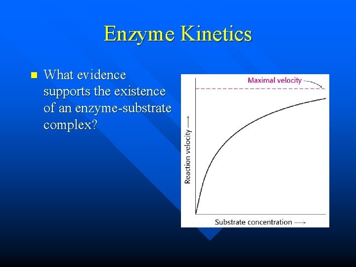 Enzyme Kinetics n What evidence supports the existence of an enzyme-substrate complex? 