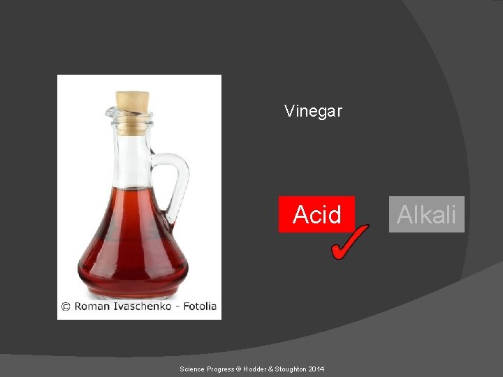 Vinegar Acid Science Progress © Hodder & Stoughton 2014 Alkali 