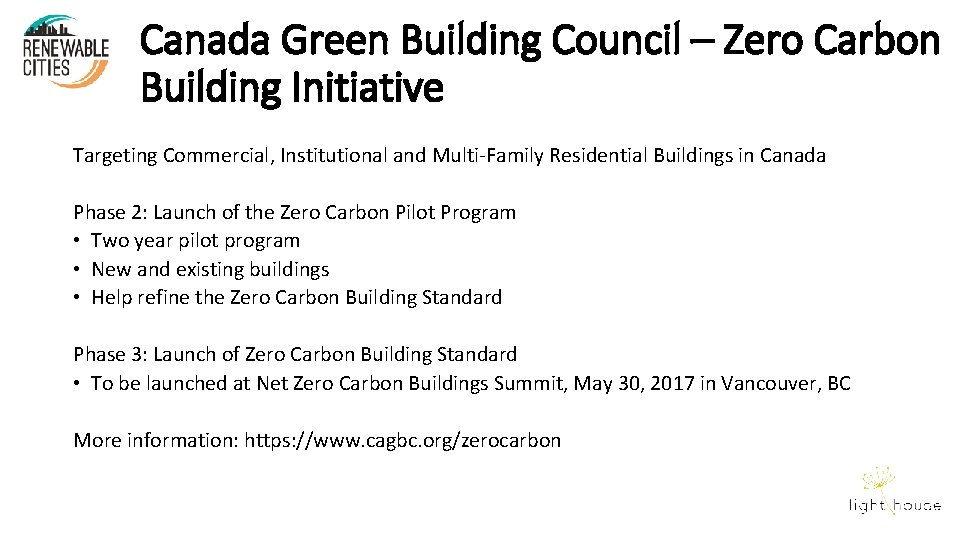 Canada Green Building Council – Zero Carbon Building Initiative Targeting Commercial, Institutional and Multi-Family