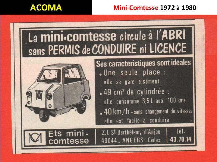 ACOMA Mini-Comtesse 1972 à 1980 