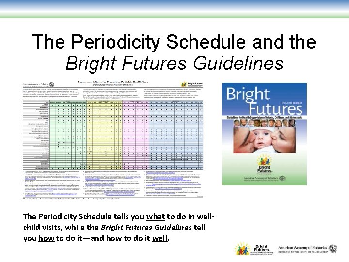 The Periodicity Schedule and the Bright Futures Guidelines The Periodicity Schedule tells you what