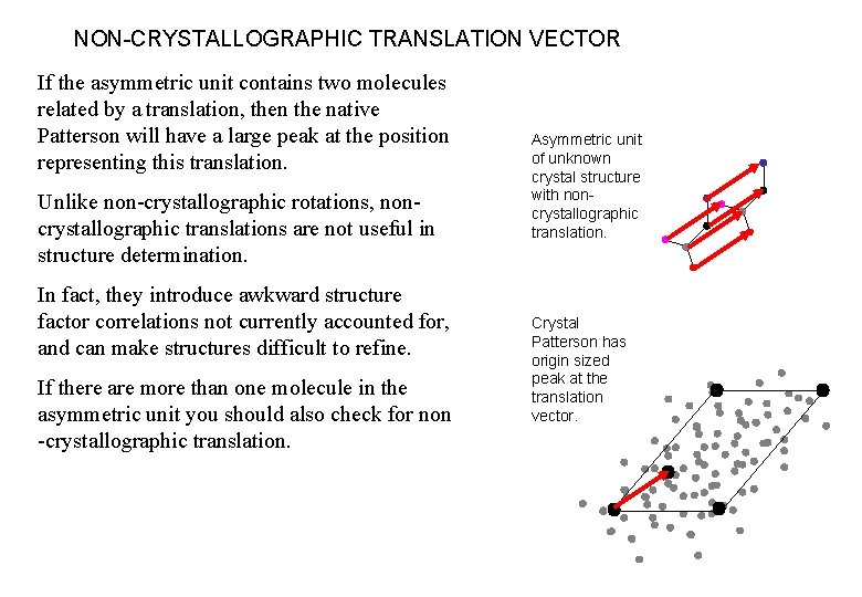 NON-CRYSTALLOGRAPHIC TRANSLATION VECTOR If the asymmetric unit contains two molecules related by a translation,