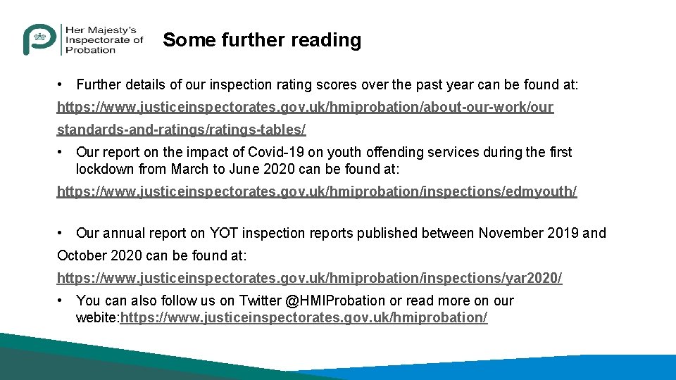 Some further reading • Further details of our inspection rating scores over the past