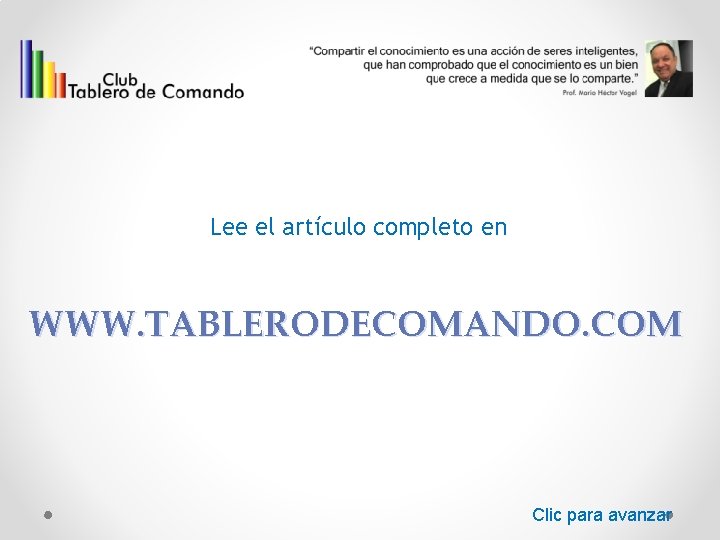 Lee el artículo completo en WWW. TABLERODECOMANDO. COM Clic para avanzar 
