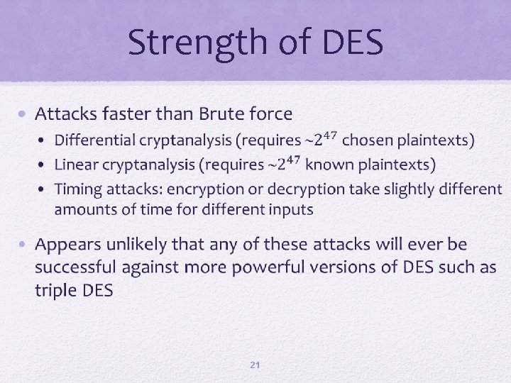 Strength of DES • 21 
