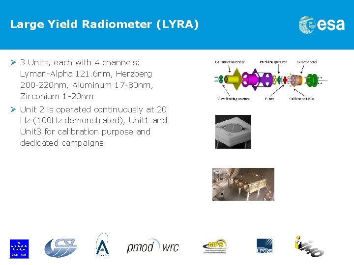 Large Yield Radiometer (LYRA) Ø 3 Units, each with 4 channels: Lyman-Alpha 121. 6