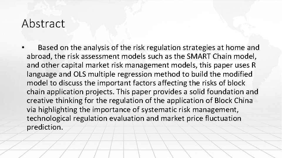 Abstract • Based on the analysis of the risk regulation strategies at home and