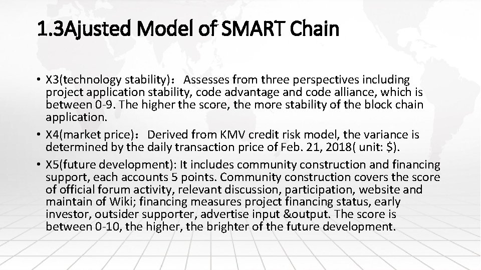 1. 3 Ajusted Model of SMART Chain • X 3(technology stability)：Assesses from three perspectives