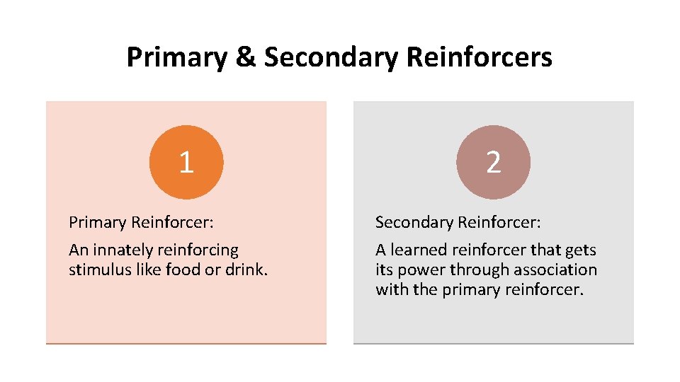 Primary & Secondary Reinforcers 1 Primary Reinforcer: An innately reinforcing stimulus like food or