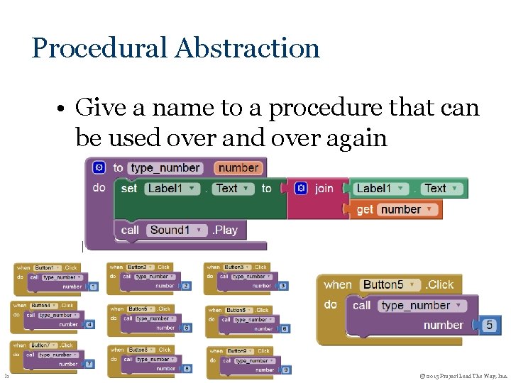 Procedural Abstraction • Give a name to a procedure that can be used over