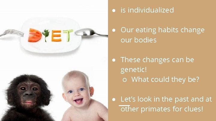 ● is individualized ● Our eating habits change our bodies ● These changes can