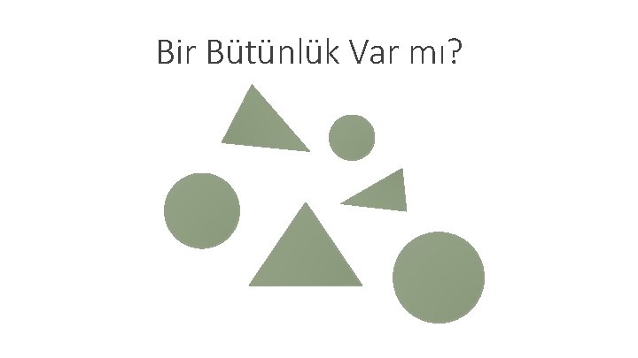 Bir Bütünlük Var mı? 