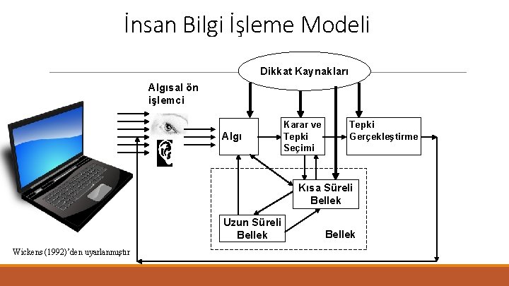 İnsan Bilgi İşleme Modeli Dikkat Kaynakları Algısal ön işlemci Algı Karar ve Tepki Seçimi