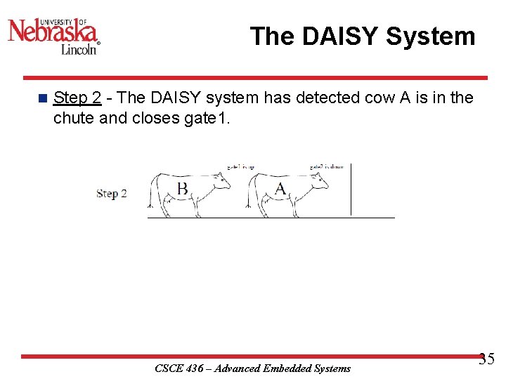 The DAISY System n Step 2 - The DAISY system has detected cow A