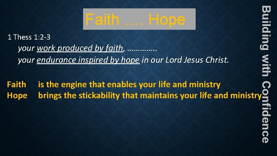 1 Thess 1: 2 -3 your work produced by faith, …………. . your endurance 1 Thess 1: 2 -3 your work produced by faith, …………. . your endurance
