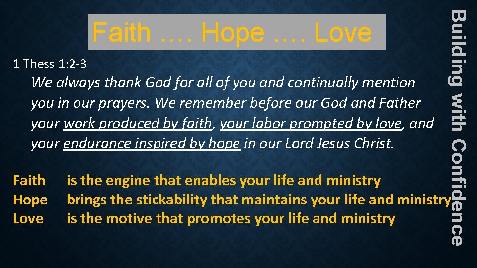 1 Thess 1: 2 -3 We always thank God for all of you and 1 Thess 1: 2 -3 We always thank God for all of you and