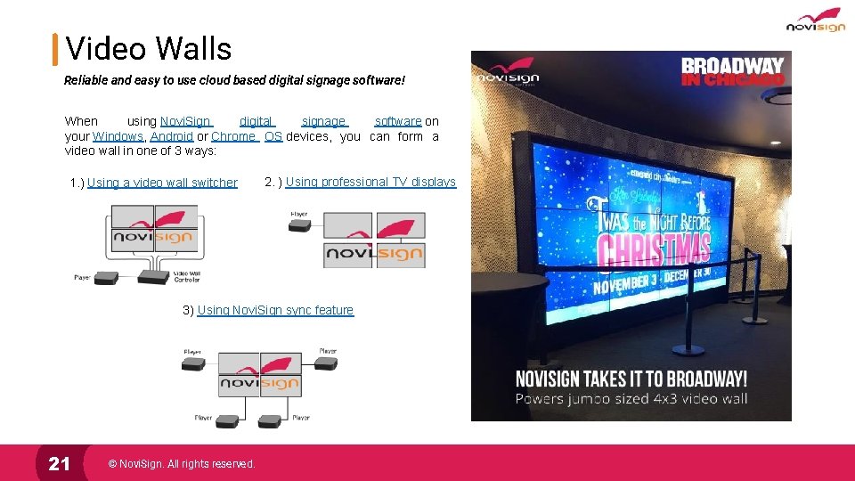Video Walls Reliable and easy to use cloud based digital signage software! When using