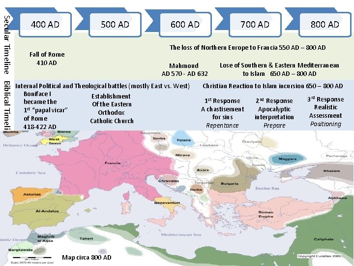 Secular Timeline Biblical Timeline 400 AD 500 AD Fall of Rome 410 AD 600