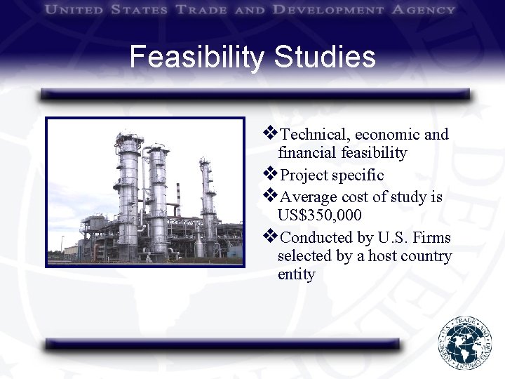 Feasibility Studies v. Technical, economic and financial feasibility v. Project specific v. Average cost