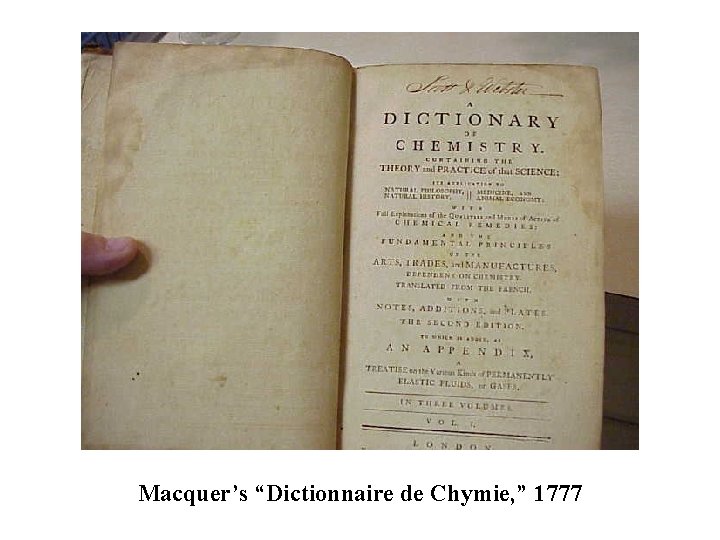 Macquer’s “Dictionnaire de Chymie, ” 1777 