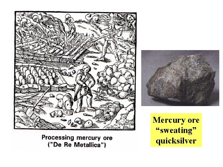 Mercury ore “sweating” quicksilver 