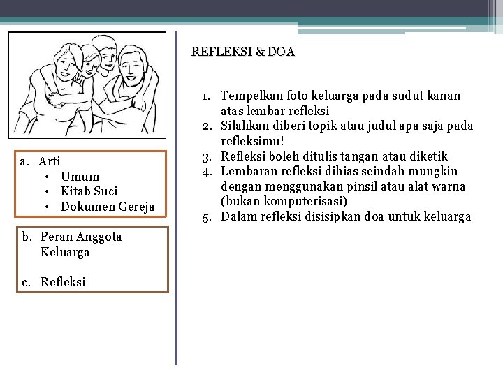 REFLEKSI & DOA a. Arti • Umum • Kitab Suci • Dokumen Gereja b. REFLEKSI & DOA a. Arti • Umum • Kitab Suci • Dokumen Gereja b.