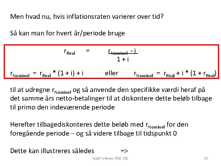 Men hvad nu, hvis inflationsraten varierer over tid? Så kan man for hvert år/periode