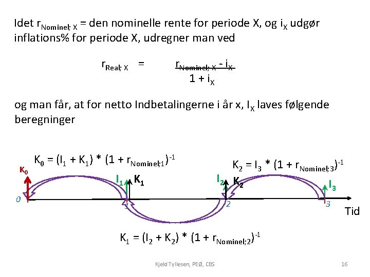 Idet r. Nominel; X = den nominelle rente for periode X, og i. X