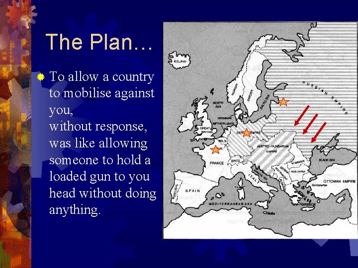 The Plan… ® To allow a country to mobilise against you, without response, was