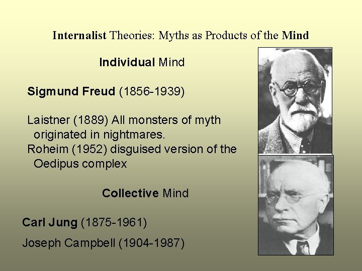 Internalist Theories: Myths as Products of the Mind Individual Mind Sigmund Freud (1856 -1939)