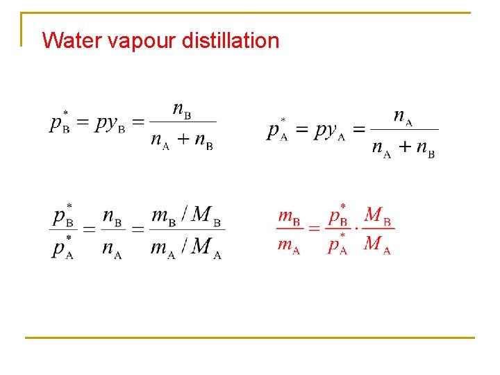 Water vapour distillation 