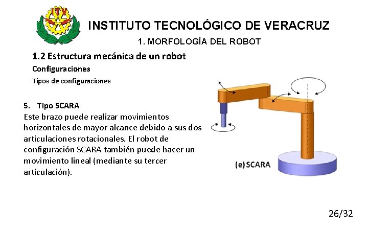 INSTITUTO TECNOLÓGICO DE VERACRUZ 1. MORFOLOGÍA DEL ROBOT 1. 2 Estructura mecánica de un