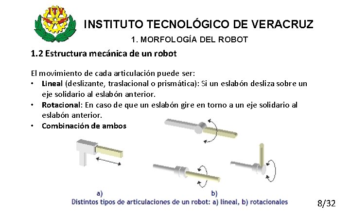 INSTITUTO TECNOLÓGICO DE VERACRUZ 1. MORFOLOGÍA DEL ROBOT 1. 2 Estructura mecánica de un