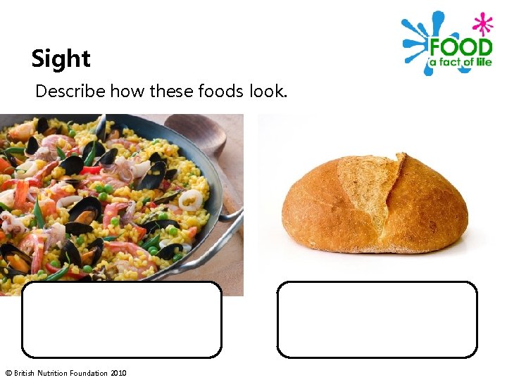 Sight Describe how these foods look. © British Nutrition Foundation 2010 