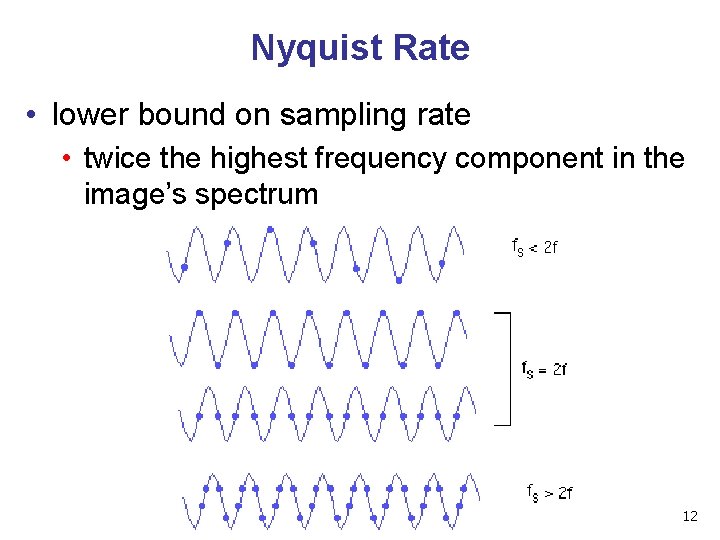 Nyquist Rate • lower bound on sampling rate • twice the highest frequency component