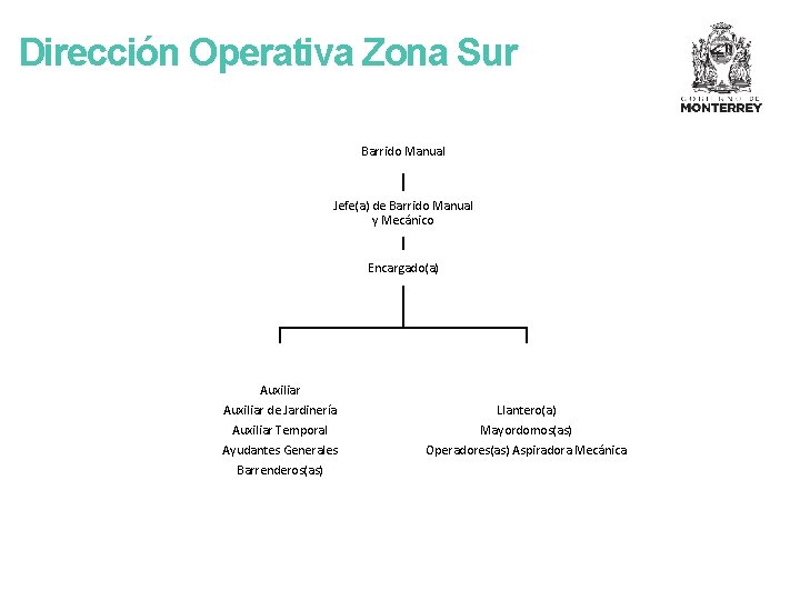 Dirección Operativa Zona Sur Barrido Manual Jefe(a) de Barrido Manual y Mecánico Encargado(a) Auxiliar