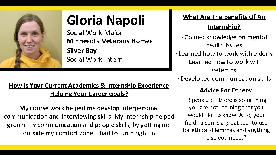 Gloria Napoli Social Work Major Minnesota Veterans Homes Silver Bay Social Work Intern How